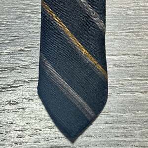 Cavalier of Louisville Skinny Tie Mens 52 in Wool Blend Brown Gray Gold Stripe